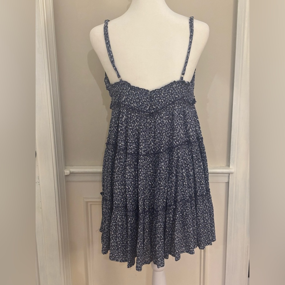 Lulu's Navy Floral Babydoll Tiered Dress - Picture 3 of 8